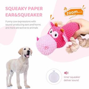 img 3 attached to Indestructible Dog Plush Toy For Aggressive Chewers - IOKHEIRA Squeaky Stuffed Animal With Cotton & Crinkle Paper, Durable Chewing Toy For Large Dogs