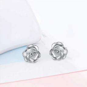 img 1 attached to Серьги-гвоздики с розами из стерлингового серебра - гипоаллергенные цветочные украшения для женщин и подростков - идеальный подарок для девушек, которые любят цветы