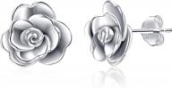 sterling silver rose stud earrings - hypoallergenic floral jewelry for women and teens - perfect gift for girls who love flowers logo