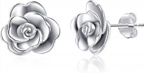 img 4 attached to Sterling Silver Rose Stud Earrings - Hypoallergenic Floral Jewelry For Women And Teens - Perfect Gift For Girls Who Love Flowers