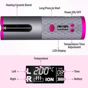 img 2 attached to Cordless Ceramic Rotating Hair Curler With 6 Temperature And Timer Settings, Rechargeable Auto Shut-Off For Curls Or Waves - Gray