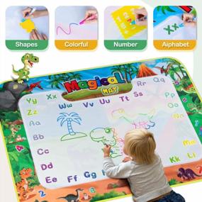 img 2 attached to Extra Large Dinosaur Water Drawing Mat For Kids Coloring Painting, Educational Toys Gifts For Boys Girls Toddlers Age 3 Up 58X42 Inches