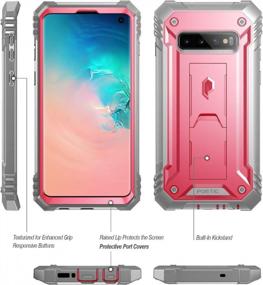 img 3 attached to Revolution Series Pink Rugged Case For Samsung Galaxy S10 6.1 Inch (2019) - Heavy Duty Military Grade Full Body Cover With Kickstand, No Built-In-Screen Protector - Poetic Galaxy S10 Protective Case