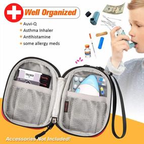 img 3 attached to SITHON Изолированная медицинская сумка для переноски - Небольшой дорожный органайзер для лекарств Аварийный чехол для Auvi Q, назального спрея, лекарства от аллергии, хранения ингалятора от астмы Красный