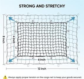 img 2 attached to 🚚 TICONN 4х6 Грузовая сетка для пикапов с 12 металлическими карабинами - Прочная баллонная сетка для безопасной и удобной транспортировки - Растягивается до 8х12 - Прочная сетка из прочной сетки (4х4)