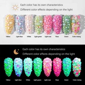 img 2 attached to Luminous Nail Rhinestones, 1884Pcs/Pack Mix Color Flatback Fluorescent 3D Nail Decoration Charms Auroral Neon Glow In The Dark Beads For Nail Art With Glue