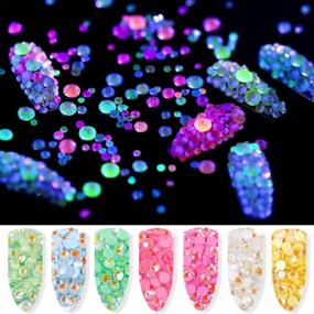 img 3 attached to Luminous Nail Rhinestones, 1884Pcs/Pack Mix Color Flatback Fluorescent 3D Nail Decoration Charms Auroral Neon Glow In The Dark Beads For Nail Art With Glue