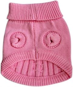 img 1 attached to Tangpan Turtleneck Classic Straw-Rope Pet Dog Sweater Apparel (Pink,S)