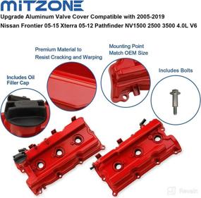 img 1 attached to 🔴 MITZONE High-Quality Aluminum Valve Cover Replacement for 2005-2019 Nissan Frontier 05-15 Xterra 05-12 Pathfinder NV1500 2500 3500 4.0L V6 (# 13264-EA210, 13264-EA200) - Red