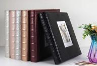 large capacity leather photo album with 600 pockets for 4x6 pictures - horizontal and vertical family photo book with button grain black inner pages - ideal for storing memories - light brown logo