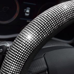 img 1 attached to 💎 15-Inch Universal White Crystal Rhinestone Diamond Car Steering Wheel Cover - Gophly Silver Bling Accessories with Anti-Slip Wheel Protection