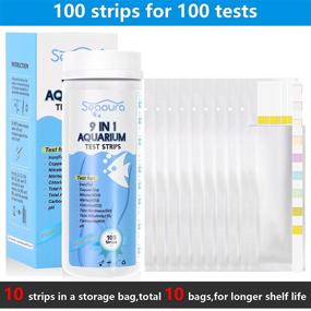 img 1 attached to 🐟 SEAOURA 9-in-1 Aquarium Water Test Kit - 100 Count Pond Fish Tank Strips for Monitoring Ph, Nitrate, Nitrite, Chlorine, Hardness, Alkalinity, Carbonate, Iron, and Copper Levels in Freshwater and Saltwater