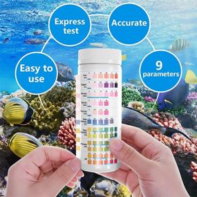 img 2 attached to 🐟 SEAOURA 9-in-1 Aquarium Water Test Kit - 100 Count Pond Fish Tank Strips for Monitoring Ph, Nitrate, Nitrite, Chlorine, Hardness, Alkalinity, Carbonate, Iron, and Copper Levels in Freshwater and Saltwater