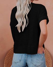img 1 attached to Women'S V-Neck Waffle Knit Button Cardigan Henley Tee Shirt - Short Bat Sleeve Top For Casual Loose Solid Flowy Look