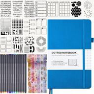 bullet dotted journal set: hardcover dot grid notebook for aesthetic journaling with index, drawing pens, planner stencils & washi tapes - 120gsm thick numbered pages supplies kits for women logo