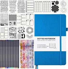 img 4 attached to Bullet Dotted Journal Set: Hardcover Dot Grid Notebook For Aesthetic Journaling With Index, Drawing Pens, Planner Stencils & Washi Tapes - 120GSM Thick Numbered Pages Supplies Kits For Women