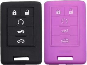 img 4 attached to Btopars 2Pcs 5 Buttons Smart Key Fob Silicone Case Cover Protector Holder Jacket Compatible With Cadillac ATS CTS DTS STS XTS ATS SRX Escalade Black Purple