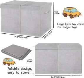 img 1 attached to 🧸 Toy Box Storage Organizer - Double Flip-Top Lids, Collapsible Large Chest Basket with Sturdy Handles for Boys and Girls, Nursery and Playroom - Size: 24.5"x13"x16" (Grey)