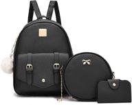 3 pieces backpack rucksack shoulder white women's handbags & wallets logo
