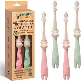 img 4 attached to ROARex® Eco-Friendly Giraffe Toothbrush For Kids, Made From Plants: Mint/Rose, 4-Pack, Ideal For Babies To Toddlers (Ages 4-36 Months) - 1% For The Planet Partner Product