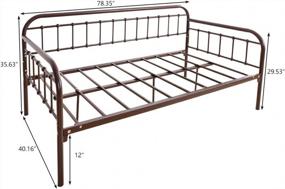 img 1 attached to Twin Metal Daybed Frame With Platform Base And Slats - Ideal Sofa Bed For Living Room Or Guest Room - Dark Copper Finish - Box Spring Replacement