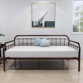 img 4 attached to Twin Metal Daybed Frame With Platform Base And Slats - Ideal Sofa Bed For Living Room Or Guest Room - Dark Copper Finish - Box Spring Replacement