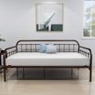 twin metal daybed frame with platform base and slats - ideal sofa bed for living room or guest room - dark copper finish - box spring replacement logo
