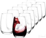 🍷 premium stemless wine glasses set of 12 - clear 14 oz red and white wine glass for party, wedding, anniversary - great value! logo