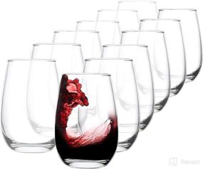 img 4 attached to 🍷 Premium Stemless Wine Glasses Set of 12 - Clear 14 Oz Red and White Wine Glass for Party, Wedding, Anniversary - Great Value!