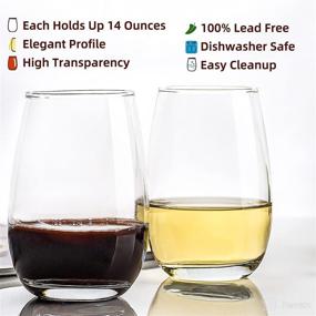 img 2 attached to 🍷 Premium Stemless Wine Glasses Set of 12 - Clear 14 Oz Red and White Wine Glass for Party, Wedding, Anniversary - Great Value!