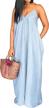 plus size women's stripe maxi dress: senight sexy sleeveless sundress with pocket logo