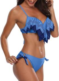 img 3 attached to Holipick Womens Geometric Flounce Bathing Suit: Stylish Women's Swimwear Collection at Swimsuits & Cover Ups