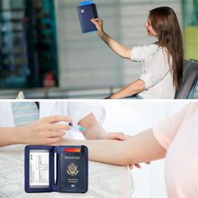 img 1 attached to Комбинированный держатель для паспорта и карты вакцинации Zoppen - Синий - Органайзер для проездных документов с блокировкой RFID и слотом для карты вакцины