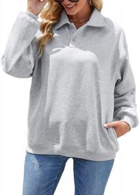 img 4 attached to Warm And Stylish Women'S Fleece Pullover With Polo Collar, Long Sleeves, And Convenient Pockets