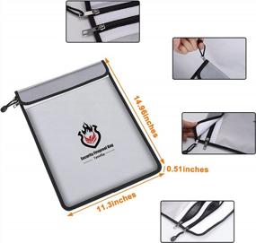 img 2 attached to Secure Your Valuables With Our Fireproof Document Bag - Portable & Foldable With 2-Zipper Closure - Ideal For Cards, Passport & Legal Documents - A5 & A4 Sized, Silver Color