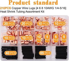 img 2 attached to 🔗 Versatile 210PCS Copper Wire Lugs & Tubular Crimp Connectors Kit: 4, 6, 8, 10AWG Sizes with Heat Shrink Tubing - Battery Cable Eyelets, SC Ring Terminals [1/4-5/16]