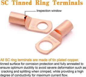 img 1 attached to 🔗 Versatile 210PCS Copper Wire Lugs & Tubular Crimp Connectors Kit: 4, 6, 8, 10AWG Sizes with Heat Shrink Tubing - Battery Cable Eyelets, SC Ring Terminals [1/4-5/16]