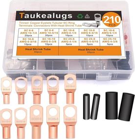 img 4 attached to 🔗 Versatile 210PCS Copper Wire Lugs & Tubular Crimp Connectors Kit: 4, 6, 8, 10AWG Sizes with Heat Shrink Tubing - Battery Cable Eyelets, SC Ring Terminals [1/4-5/16]