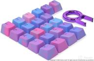 enhanced pro rubber keycap set for 2022 by foamy lizard - backlit cherry mx compatible oem profile double shot shine-through keys with key puller (v3 cotton candy - set of 22) logo