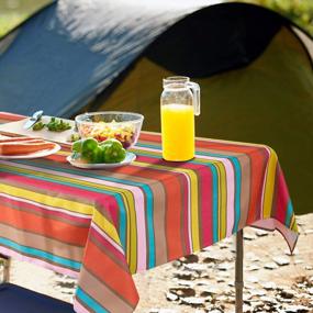 img 2 attached to YEMYHOM 100% Polyester Spillproof Tablecloths For Rectangle Tables 60 X 104 Inch, Modern Printed Indoor Outdoor Camping Picnic Rectangular Table Cloth (Colorful Stripes)