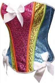 img 4 attached to Women'S Rainbow Color Sequined Overbust Corset By Bslingerie