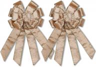 champagne gold christmas tree bows: perfect for wreaths, winter bow picks, and festive seasonal decorations at holiday parties and weddings - recutms logo