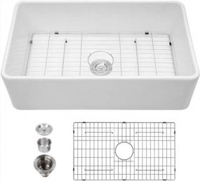 img 4 attached to Kichae 36-Inch Reversible White Farmhouse Sink With Accessories - Perfect Addition To Any Classic Kitchen!