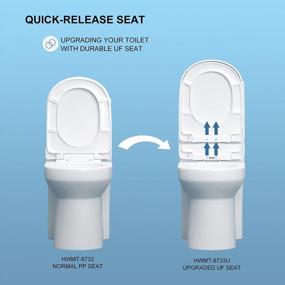 img 1 attached to HOROW HWMT-8733U Small Compact One Piece Toilet, Power Dual Flush Toilet For Small Bathroom, Modern Water Saving Toilet With Soft Closing, Quick Release UF Seat, White Toilet Bowl, 12'' Rough-In