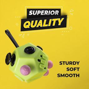 img 1 attached to Chuchik Toys Fidget Cube - The Ultimate Desk Toy For Stress Relief And Relaxation - Perfect For Kids And Adults With Autism, ADD, ADHD & OCD (12 Sides, Green-Pink, 1-Pack)