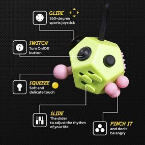 img 2 attached to Chuchik Toys Fidget Cube - The Ultimate Desk Toy For Stress Relief And Relaxation - Perfect For Kids And Adults With Autism, ADD, ADHD & OCD (12 Sides, Green-Pink, 1-Pack)