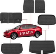 🚘 kingna 3d trunk mats - perfect fit for tesla model y 2020-2022, 7-seater, three trunk mats + second & third row backrest mats - tpr storage cargo liners for enhanced car organization & protection logo