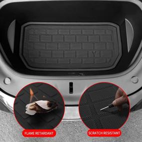 img 1 attached to 🚘 Kingna 3D Trunk Mats - Perfect Fit for Tesla Model Y 2020-2022, 7-Seater, Three Trunk Mats + Second & Third Row Backrest Mats - TPR Storage Cargo Liners for Enhanced Car Organization & Protection