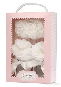 img 1 attached to 👶 Light Ivory Lace Baptism Christening Shoe with Flower and Headband Set for Baby Girl - Petals (Size 1)