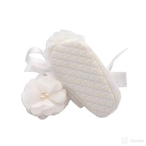 img 3 attached to 👶 Light Ivory Lace Baptism Christening Shoe with Flower and Headband Set for Baby Girl - Petals (Size 1)